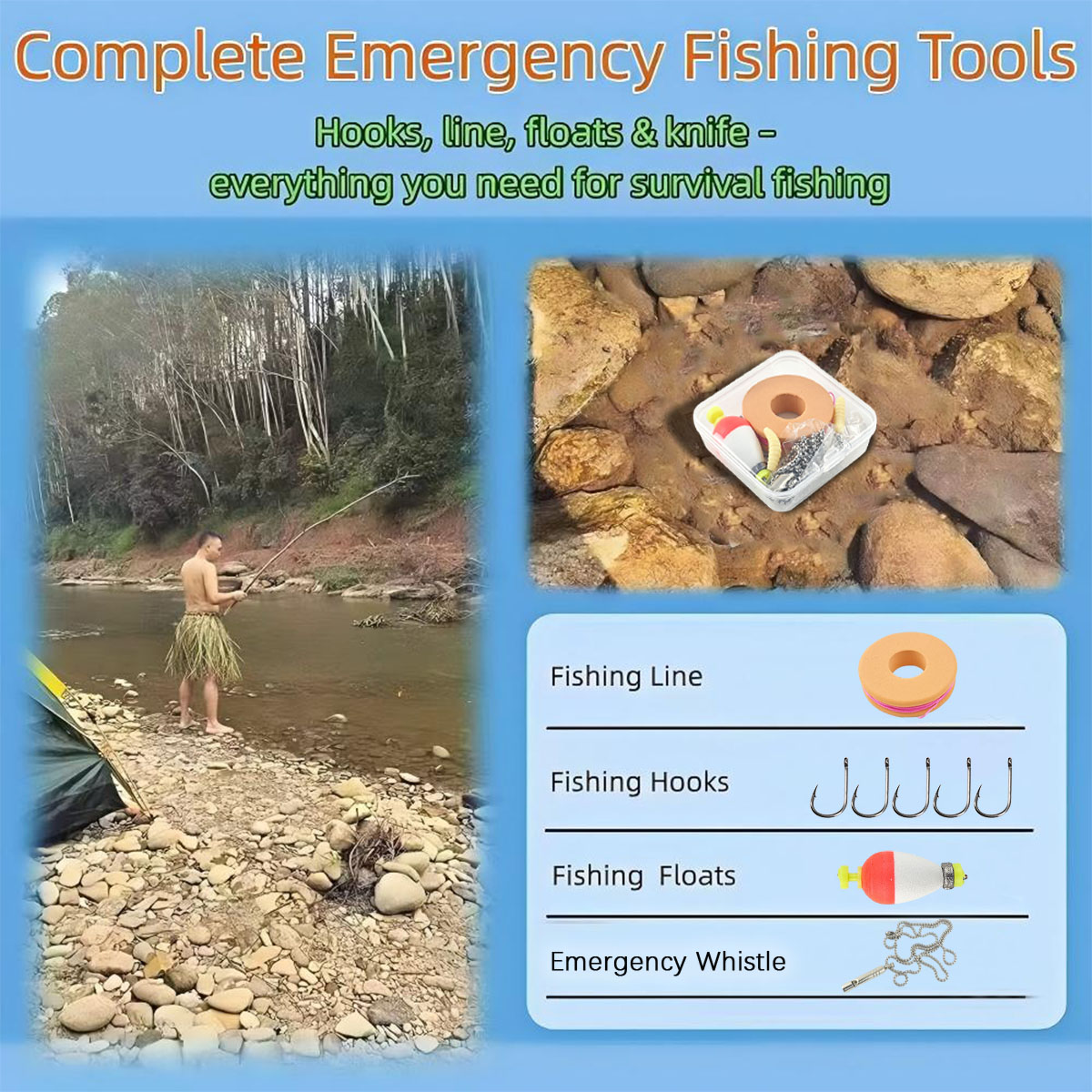 Portable Emergency Fishing Gea - огляд і ціна Fishing Line Box